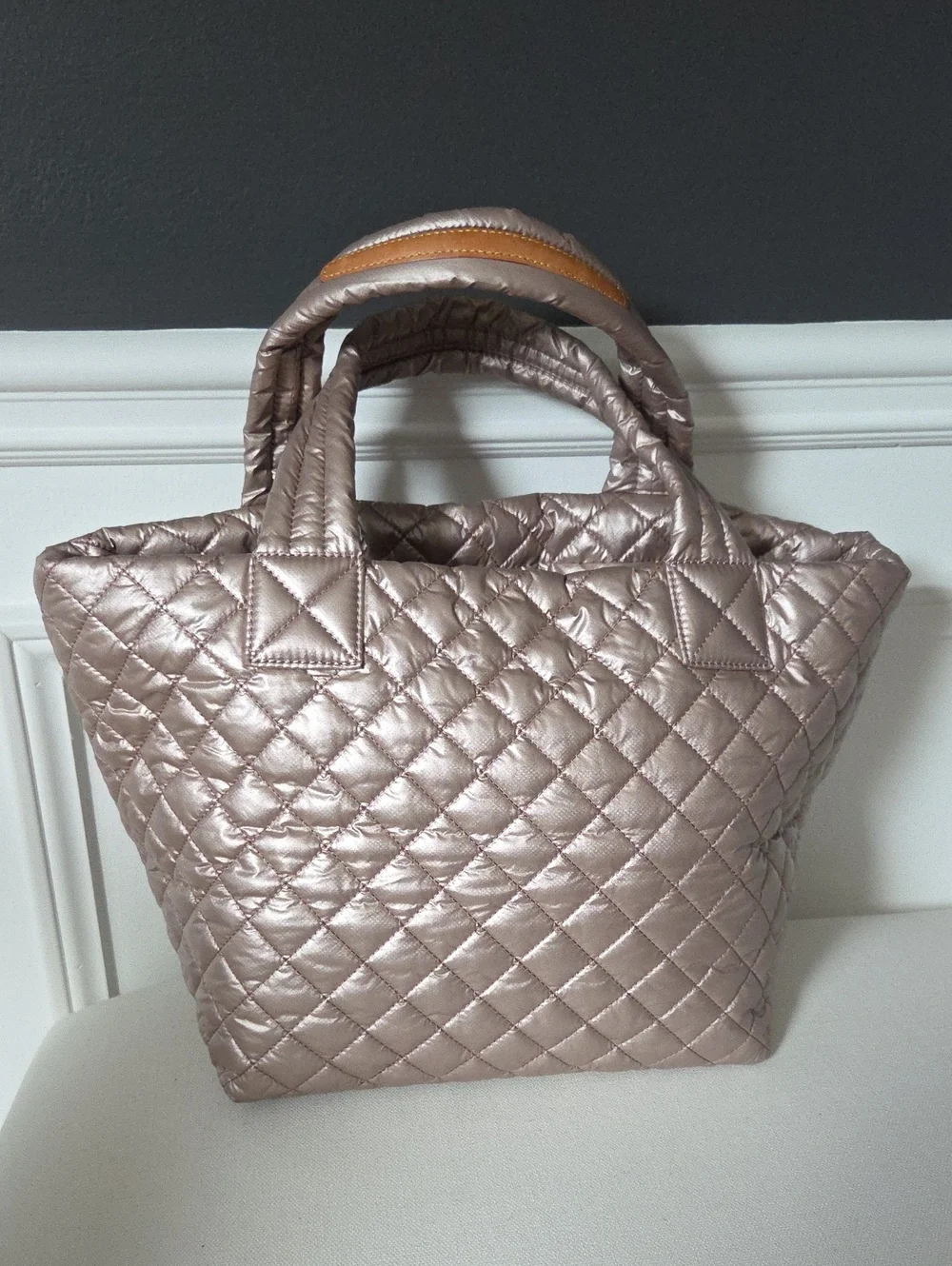 Quilted Metallic Tote Bag - Champagne Pink by MZ Wallace - Picture 2 of 7